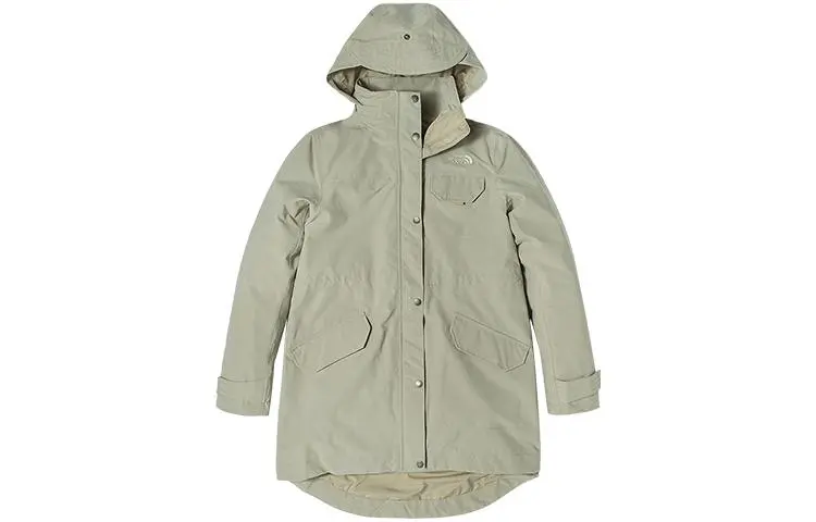 THE NORTH FACE Urban Exploration Windbreaker Jackets Women's Gray Pea Green Hooded Moderate