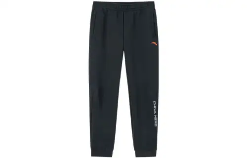 ANTA Knitted Sweatpants Women's Black Moderate Cuffed Pants