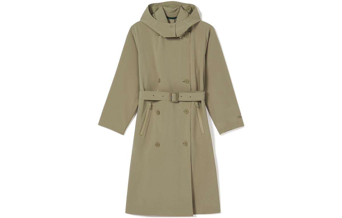 LACOSTE Trench Coats Women's Coffee Hooded Thin Other