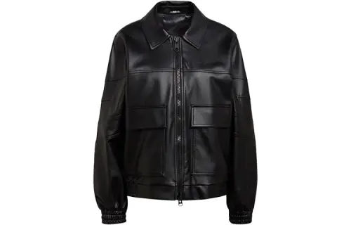 Adidas Originals Blue Version Collection Leather Jacket Women's Black