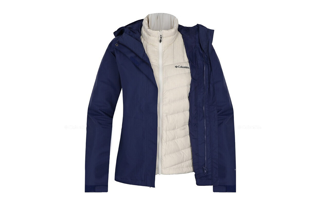 Columbia Columbia, removable liner with down, keep warm blue jacket, three-in-one