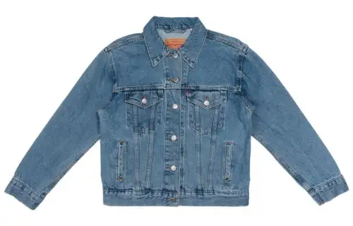 Levi’s solid color lapel single breasted denim jacket women’s blue