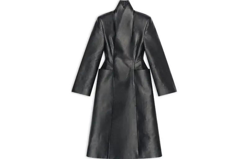Balenciaga Leather Jackets Women's Black V Neck Moderate Other