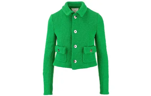 Bottega Veneta Cropped Coats Women's Green Lapel Moderate