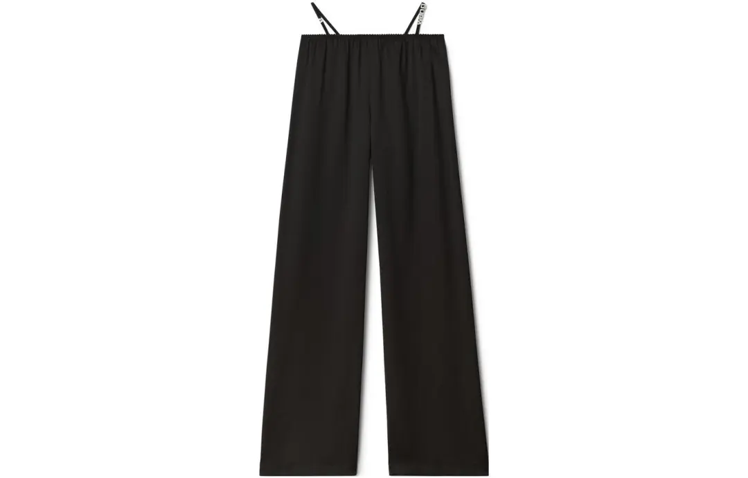 T By Alexander Wang Full Length Crystal Thong Wide Leg Pants Black