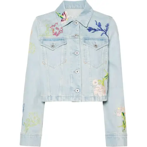 KENZO Floral Logo Embroidered Denim Jacket