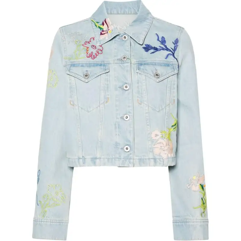 KENZO Floral Logo Embroidered Denim Jacket