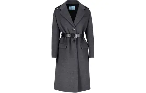 PRADA Coats Women's Dark Gray Lapel Moderate