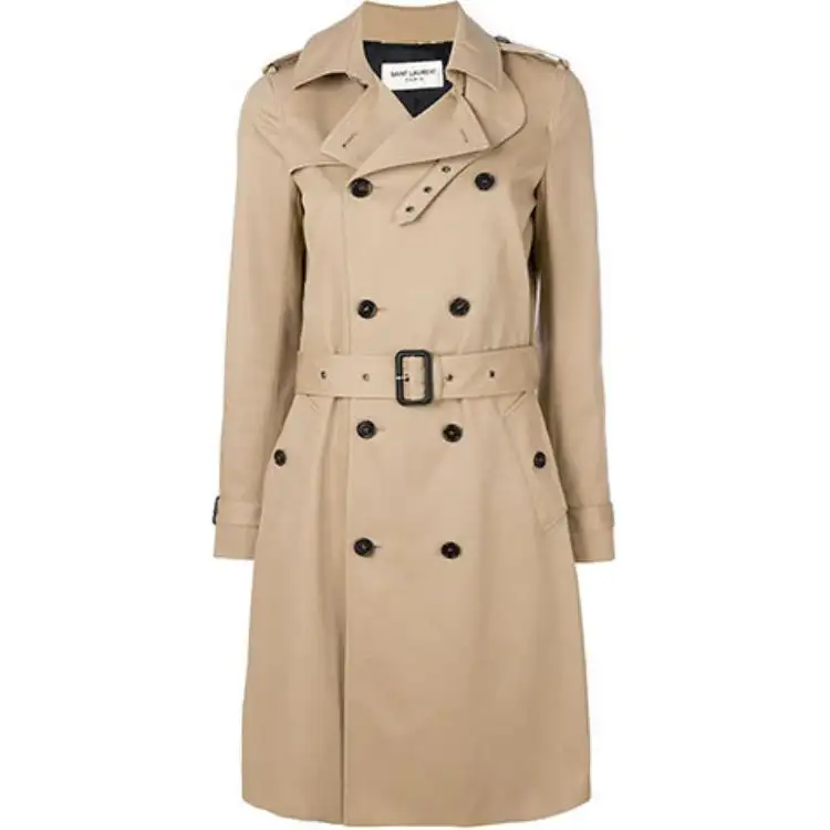 SAINT LAURENT Double-Breasted Belted Trench Coat