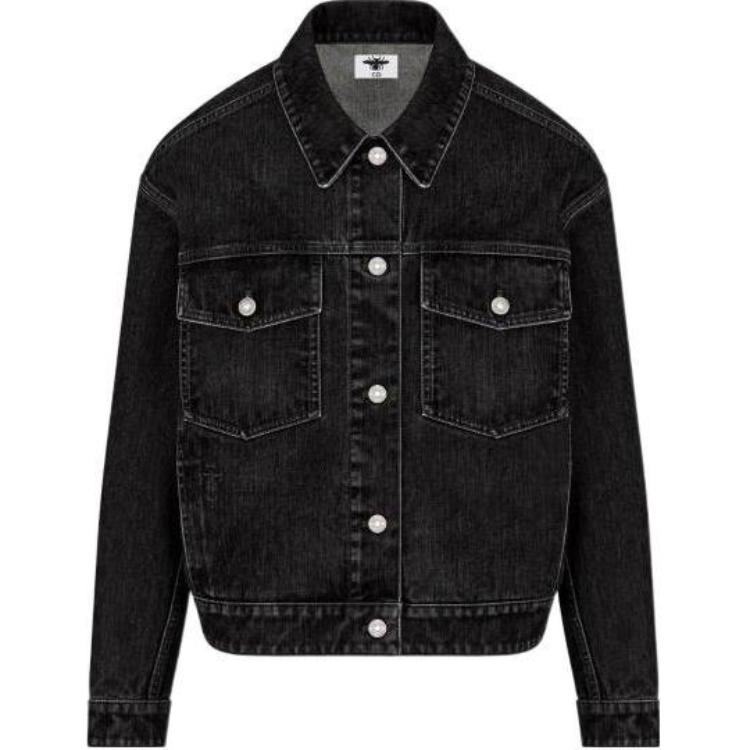 DIOR Dior SS23 solid color single-breasted lapel denim jacket for women, black