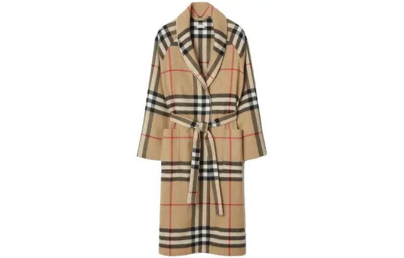 Burberry Vintage Check pattern Belted Cashmere Robe