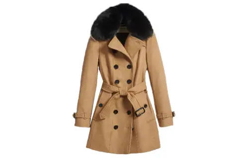 Burberry Velvet Jackets Women's Camel Lapel Moderate