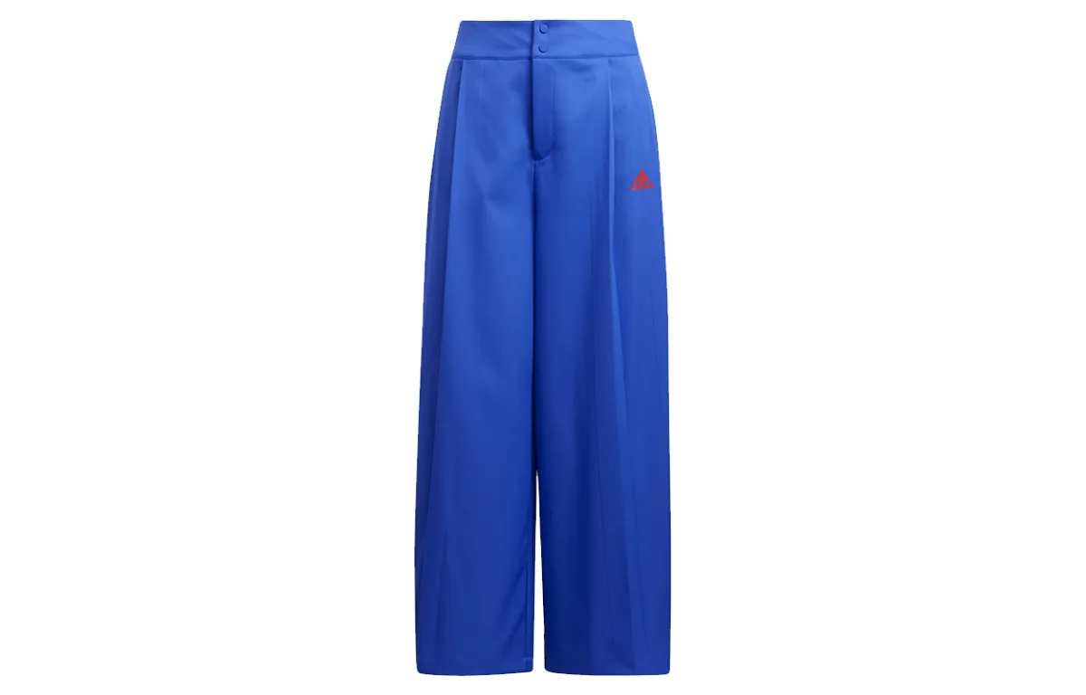 adidas Wx W Pleat Pt Logo Print Oversized Athletic Pants Blue