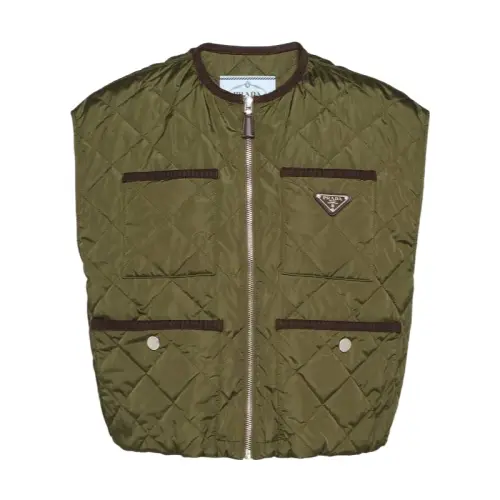 PRADA Vests Women's Army Green Crew Neck Moderate Other