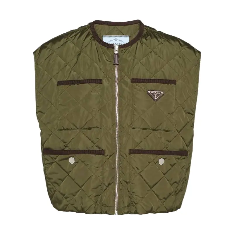 PRADA Vests Women's Army Green Crew Neck Moderate Other