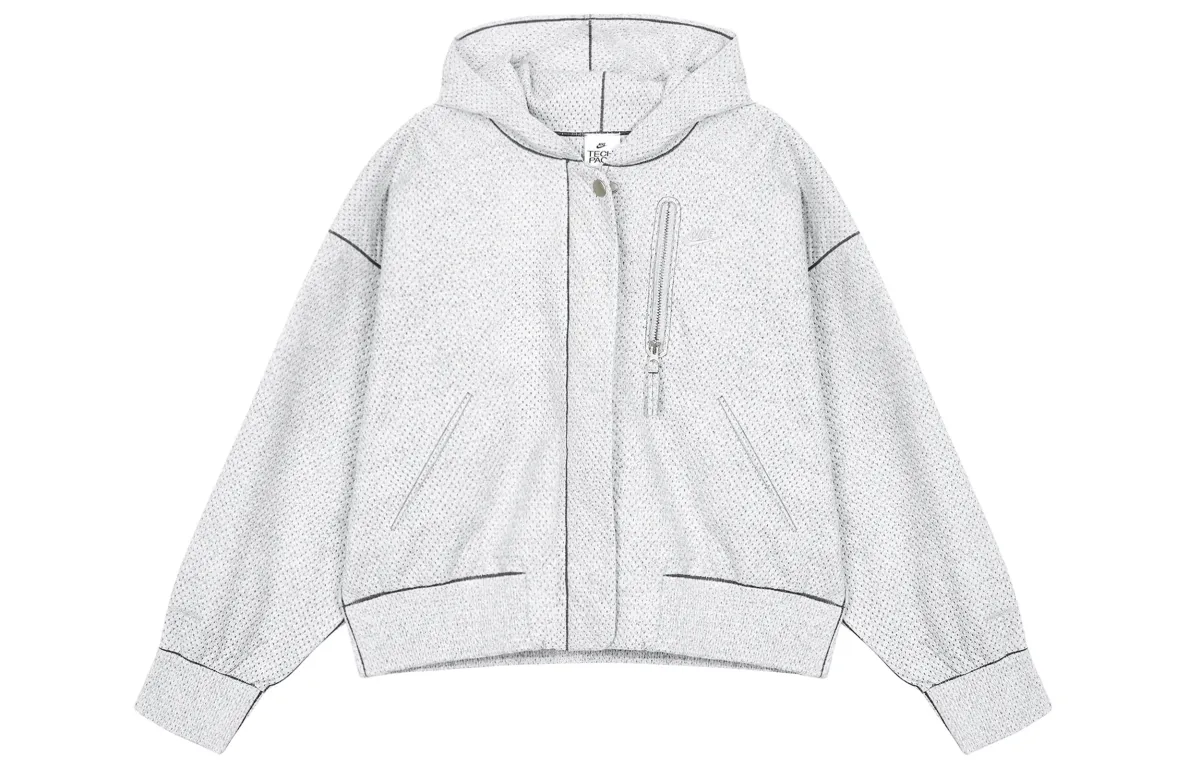 Nike Cropped Coats Women's Light Gray Hooded Moderate