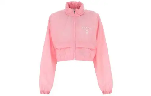 PRADA Cropped Coats Women's Pink Turtleneck Moderate