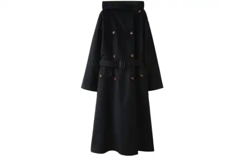Loro Piana Coats Women's Black Hooded Moderate Straight Fit