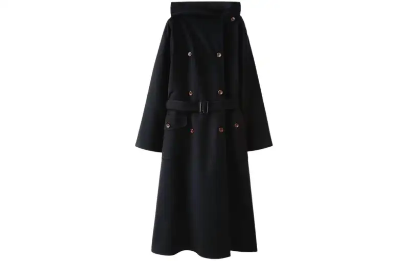 Loro Piana Coats Women's Black Hooded Moderate Straight Fit