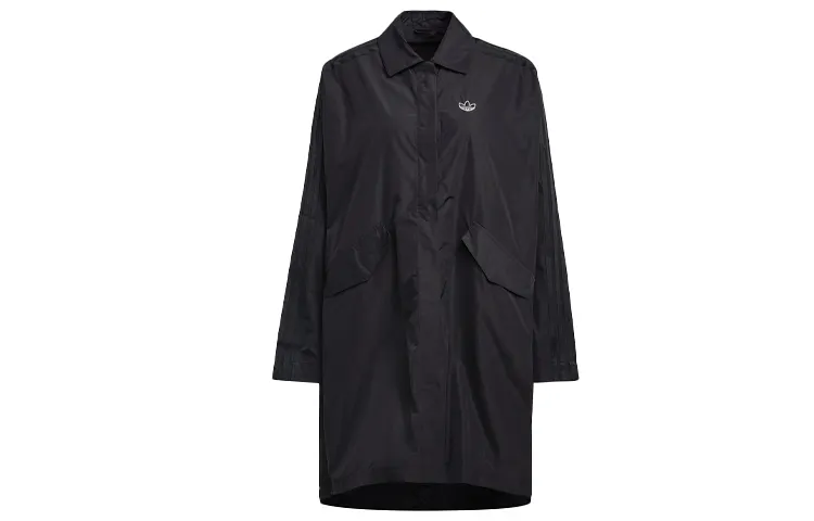 Adidas Originals Trench Coats Women's Black Lapel Moderate