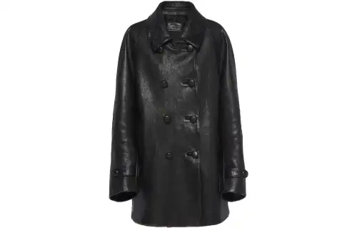 PRADA Leather Jackets Women's Black Lapel Moderate