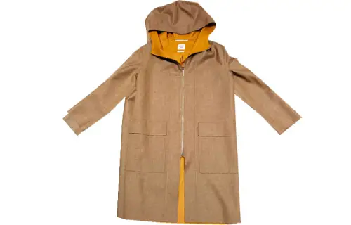 HERMES Velvet Jackets Women's Dark Khaki Hooded Moderate