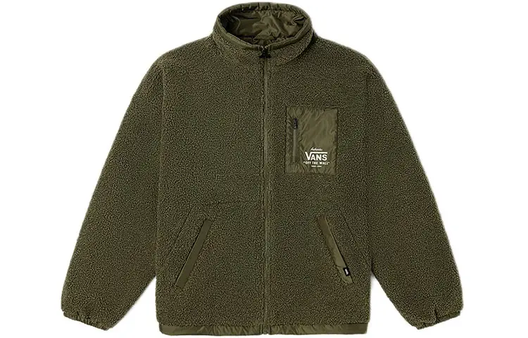 Vans Velvet Jackets Women's Army Green Stand Collar Moderate