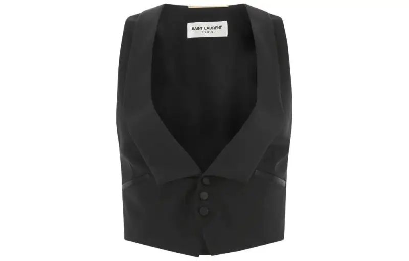 SAINT LAURENT SS22 Vest Coat Women's Black