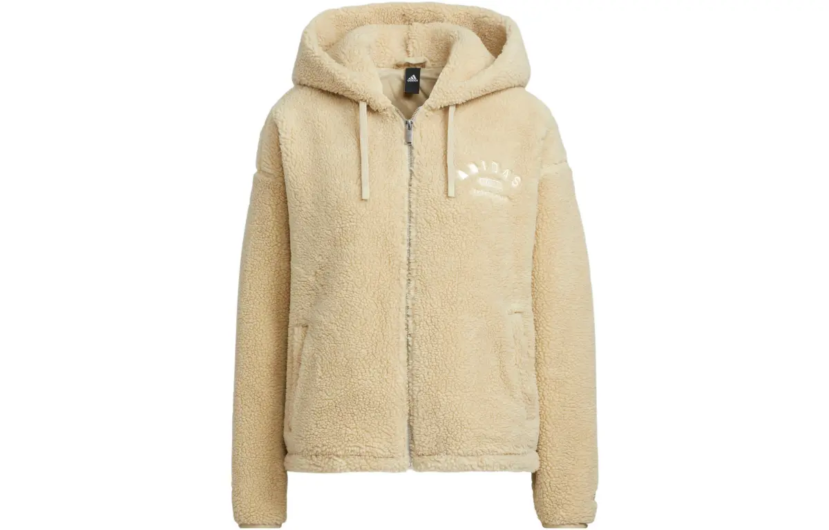 Adidas Velvet Jackets Women's Grassland Brown Hooded Moderate
