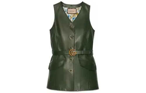 GUCCI Vests Women's Green V Neck Moderate Other