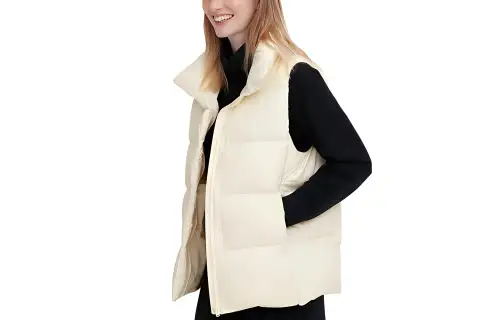 UNIQLO Down Vests Women's Pearl White Stand Collar Moderate Other