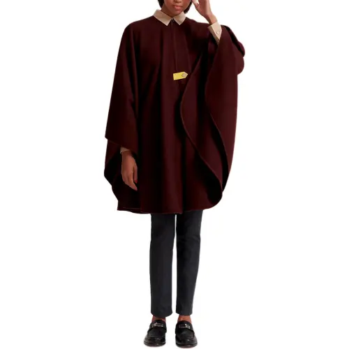 HERMES Cloaks Women's Dark Red Moderate