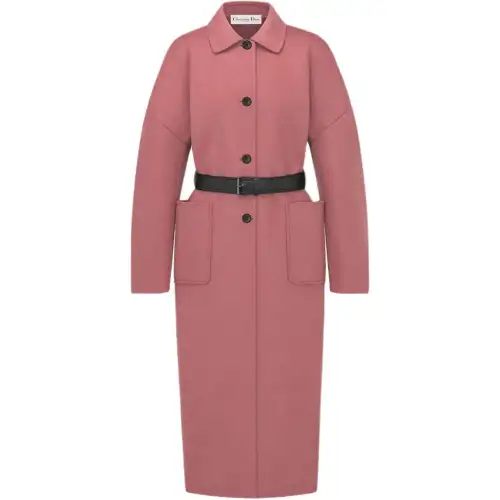DIOR Coats Women's Pink Lapel Moderate Straight Fit