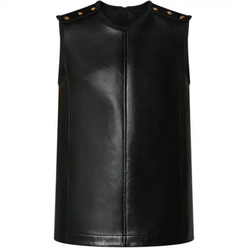 LOUIS VUITTON Leather Jacket Women's Black