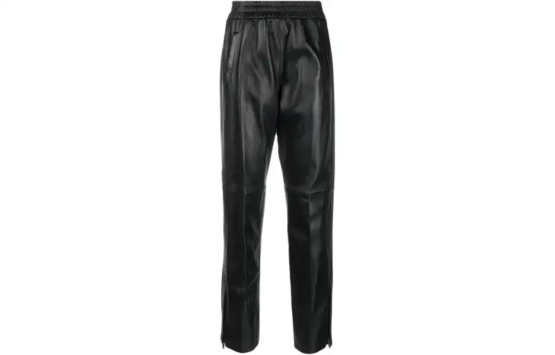 Golden Goose Leather Straight-Leg Cropped Trousers