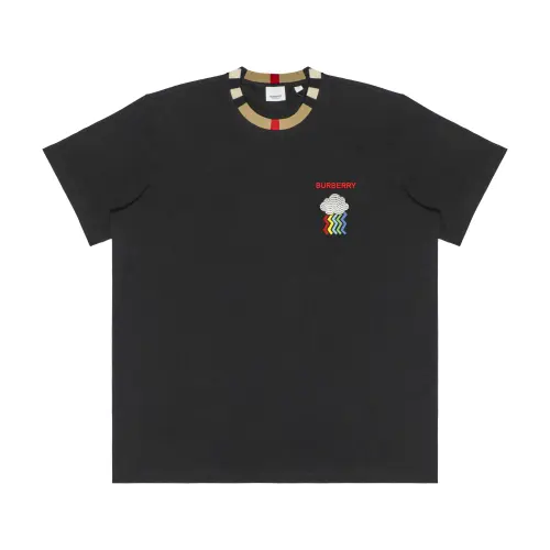 Burberry T Shirts Unisex Black Crew Neck Moderate Straight Fit