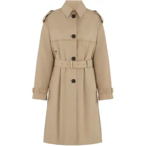 DIOR Trench Coats Women's Khaki Lapel Moderate Other