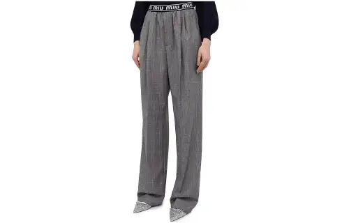 MIU MIU Casual Pants Women's Gray Moderate Straight Fit Pants