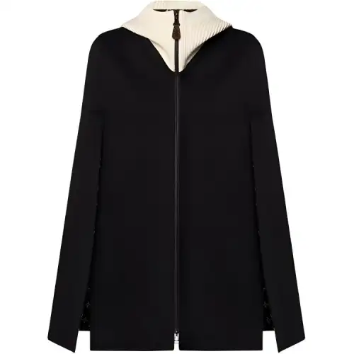 Lv Ribbed Hood Double Face Cape