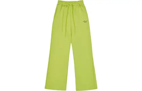 Acme de la vie SS23 Sanrio Hello Kitty Lettering Boots Cut Pants Lime letter printed lace-up loose wide-leg casual pants for women, turquoise