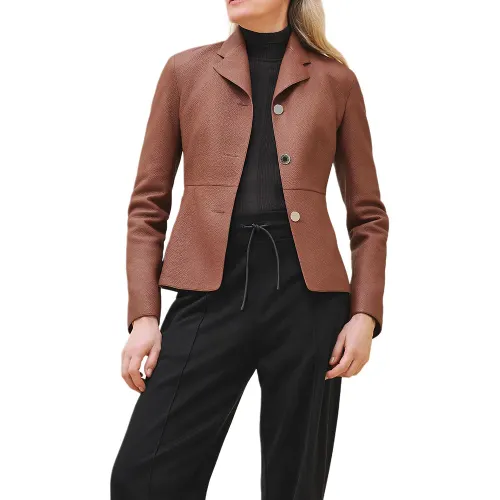 HERMES SS25 Leather Jacket Women's Brown
