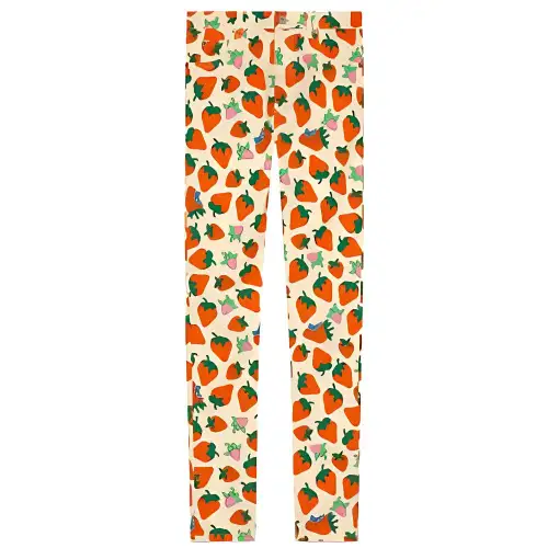 GUCCI Strawberry Cotton Skinny Pant Ivory/Yellow
