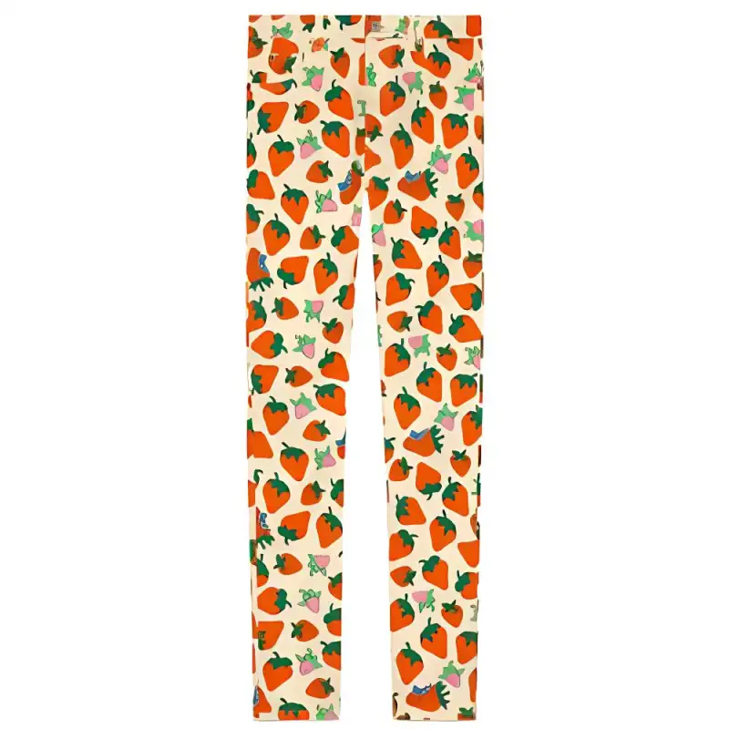 GUCCI Strawberry Cotton Skinny Pant Ivory/Yellow