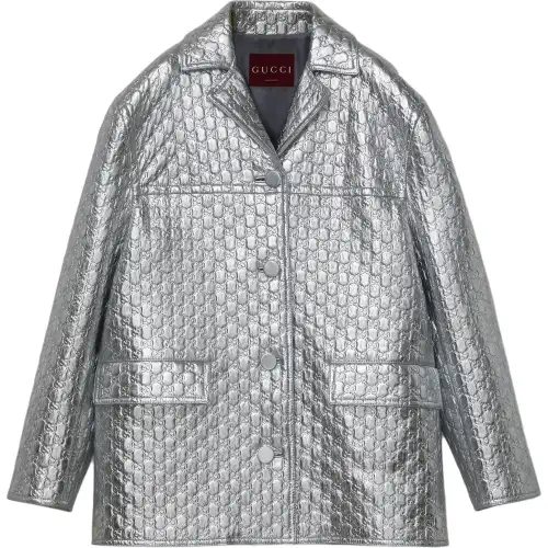 GUCCI SS25 Leather Jacket Women's Silver