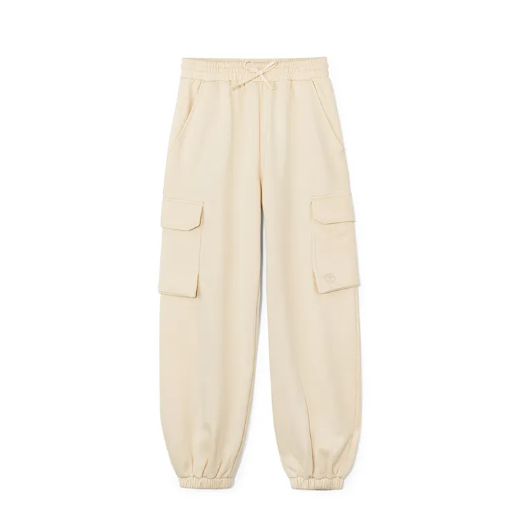 Timberland Outdoor Elastic Cuff Loose Fit Fleece Lined Sweatpants Casual Pants Women's Light Beige