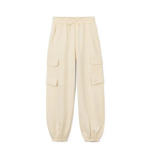 Timberland Outdoor Elastic Cuff Loose Fit Fleece Lined Sweatpants Casual Pants Women's Light Beige