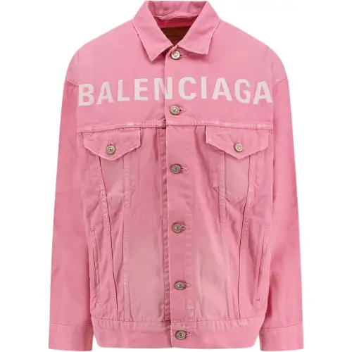 Balenciaga Logo Embroidered Distressed Denim Jacket