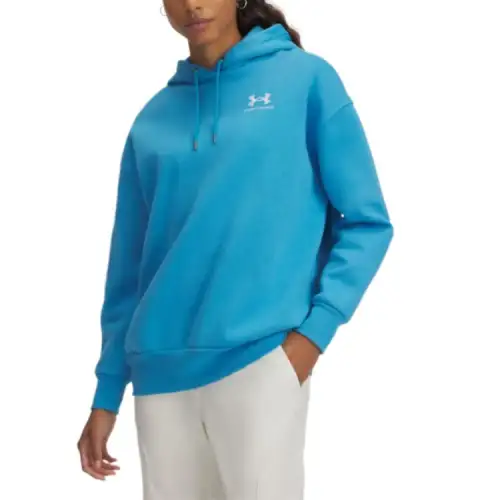 Under Armour Icon Fleece Fashion Versatile Sports Hooded Fleece Lined Long Sleeved Sweatshirt Women's Blue
