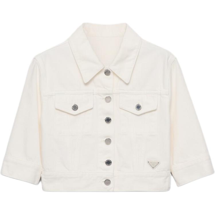 PRADA SS25 Spring Summer Women's Apparel Collection Denim Jacket Women's White
