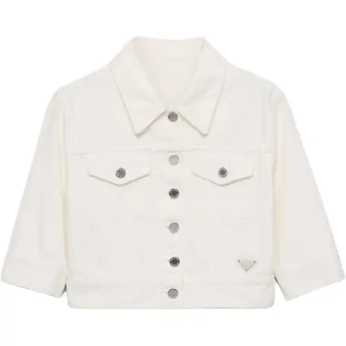 PRADA SS25 Spring Summer Women's Apparel Collection Denim Jacket Women's White